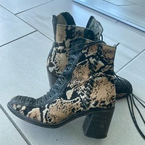 badass free people pony hair snake print boots. 38
